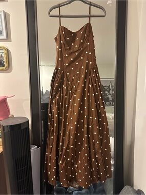 Caroline Constas | Dresses | Caroline Constas Gingham Check Midisundress In  Tanwhite | Poshmark